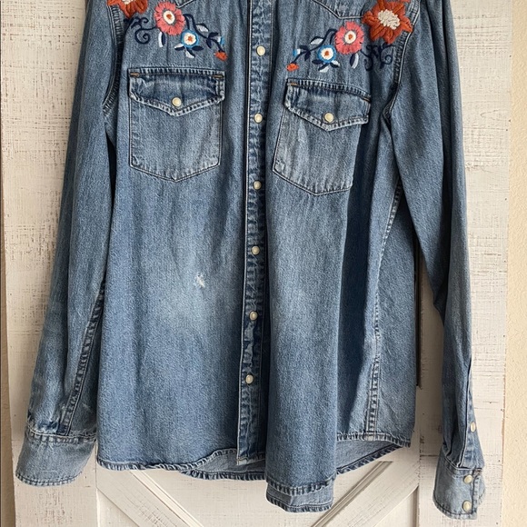 Lucky Brand Embroidered Denim Top - Picture 5 of 5